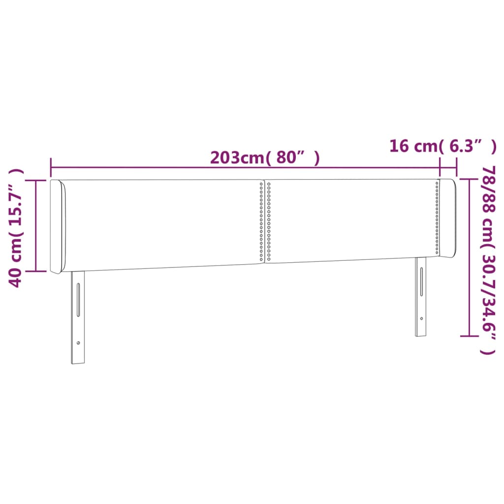 Sänggavel med kanter mörkblå 203x16x78/88 cm sammet