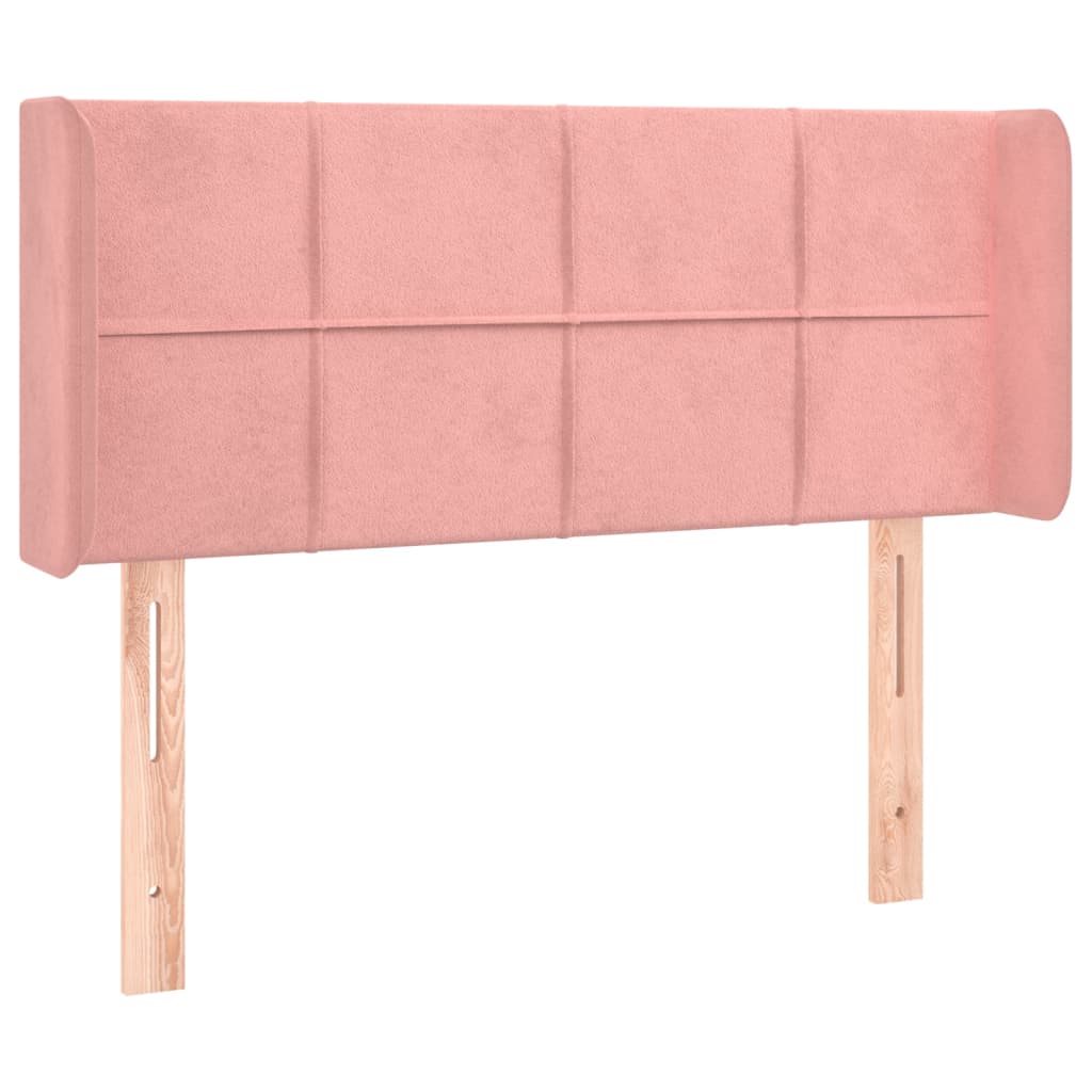 Sänggavel med kanter rosa 93x16x78/88 cm sammet