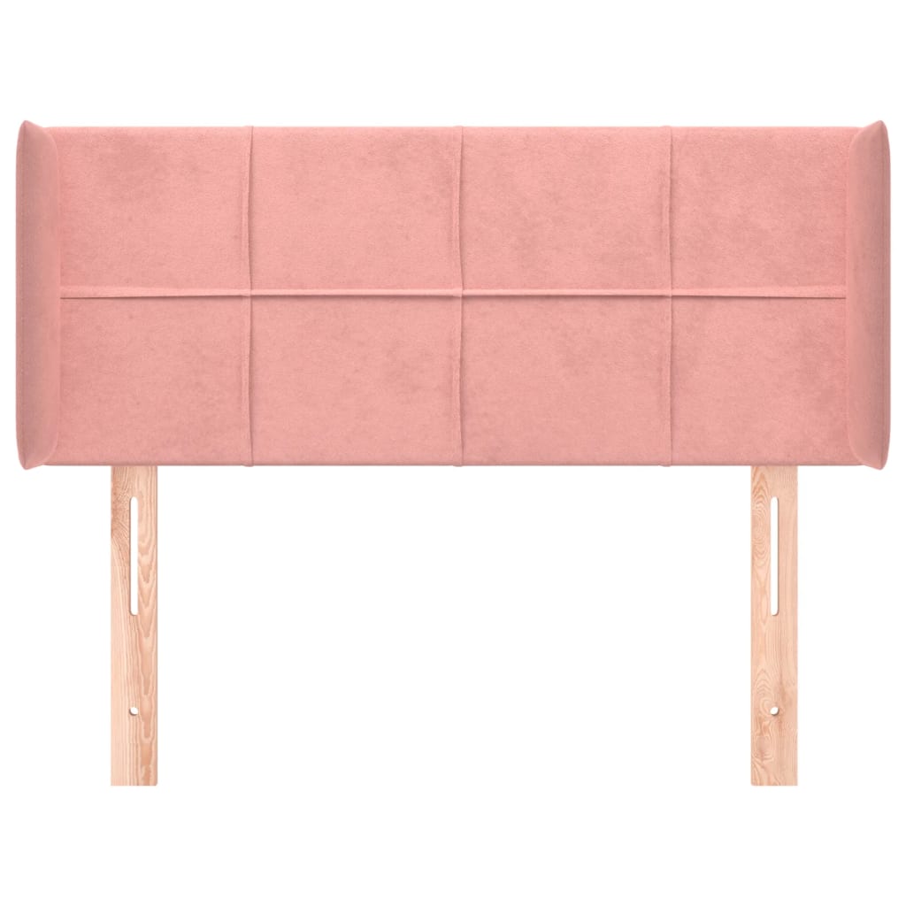 Sänggavel med kanter rosa 93x16x78/88 cm sammet