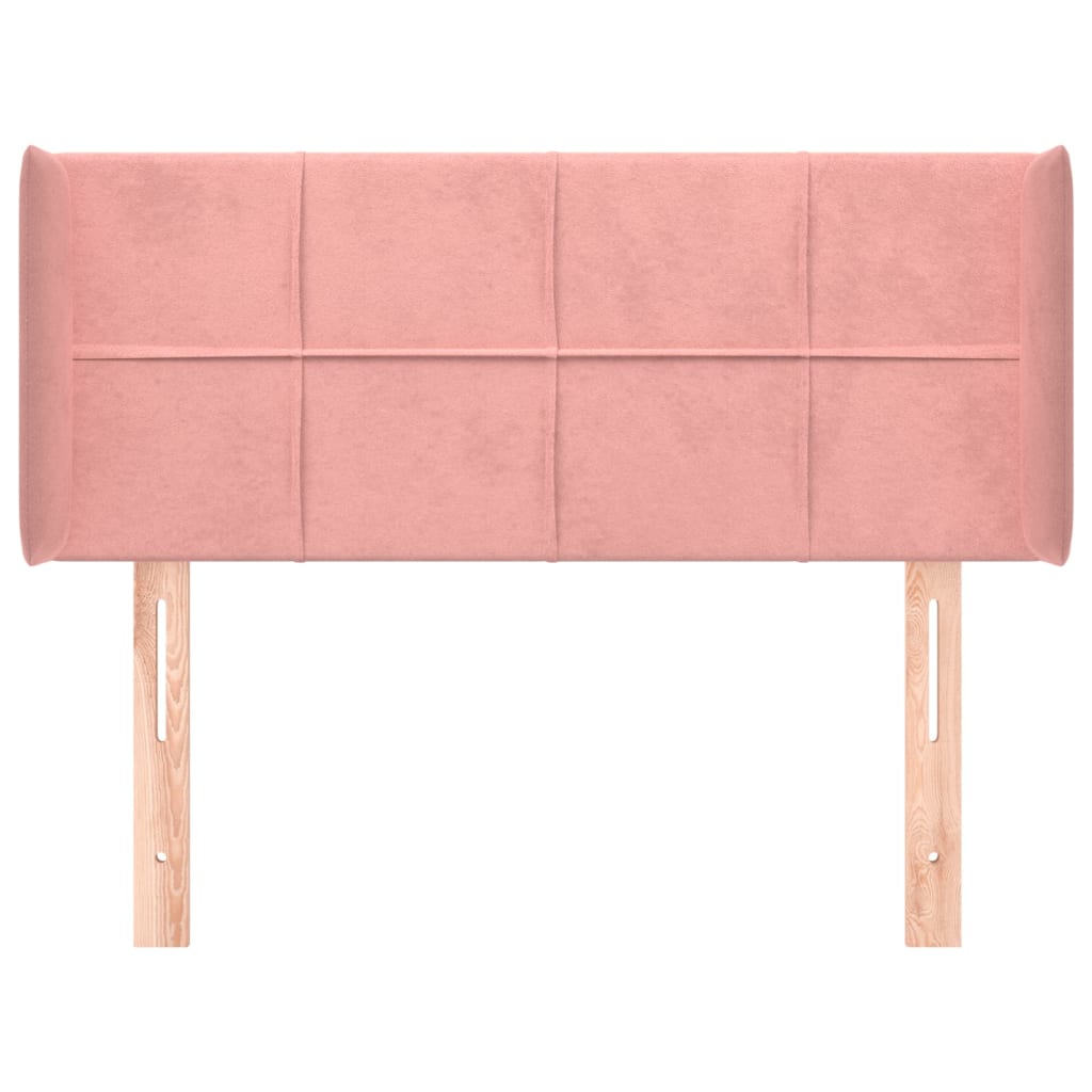 Sänggavel med kanter rosa 103x16x78/88 cm sammet