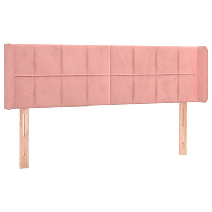 Sänggavel med kanter rosa 147x16x78/88 cm sammet