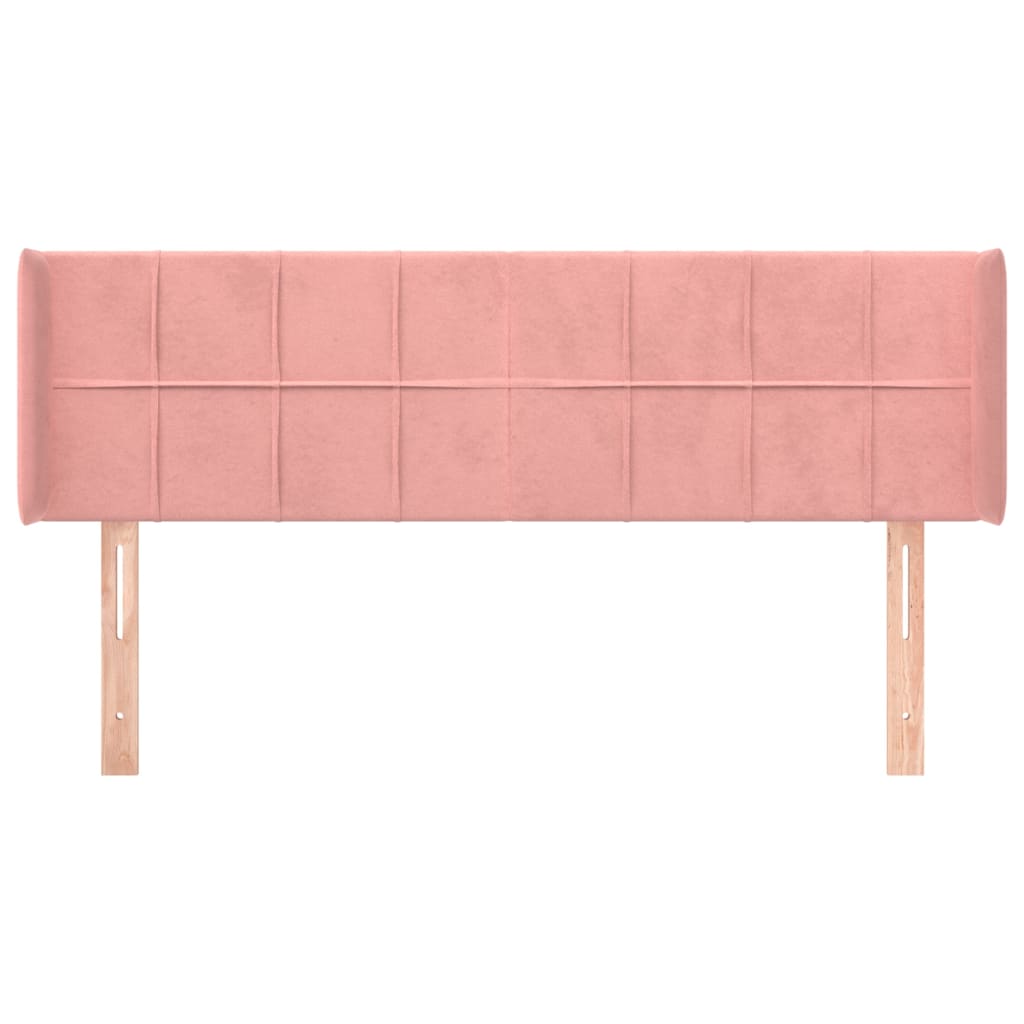 Sänggavel med kanter rosa 147x16x78/88 cm sammet