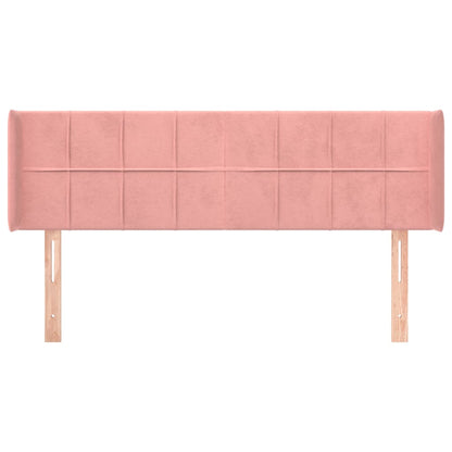 Sänggavel med kanter rosa 147x16x78/88 cm sammet