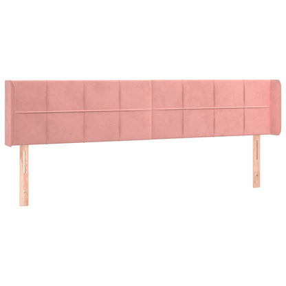 Sänggavel med kanter rosa 163x16x78/88 cm sammet