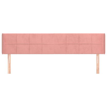 Sänggavel med kanter rosa 163x16x78/88 cm sammet