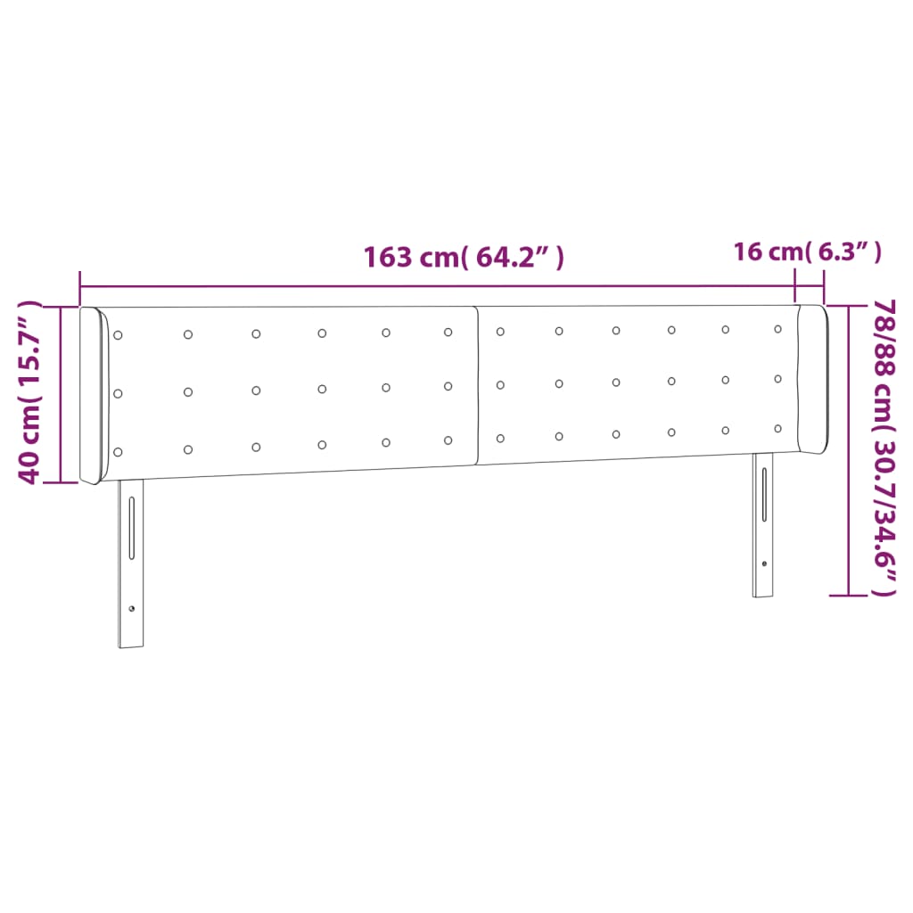 Sänggavel med kanter svart 163x16x78/88 cm konstläder