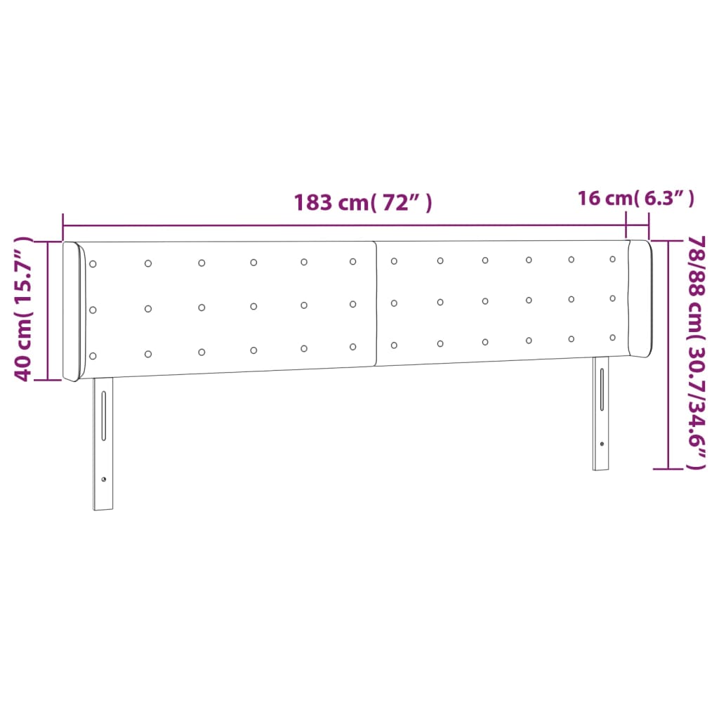 Sänggavel med kanter vit 183x16x78/88 cm konstläder