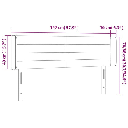 Sänggavel med kanter svart 147x16x78/88 cm sammet