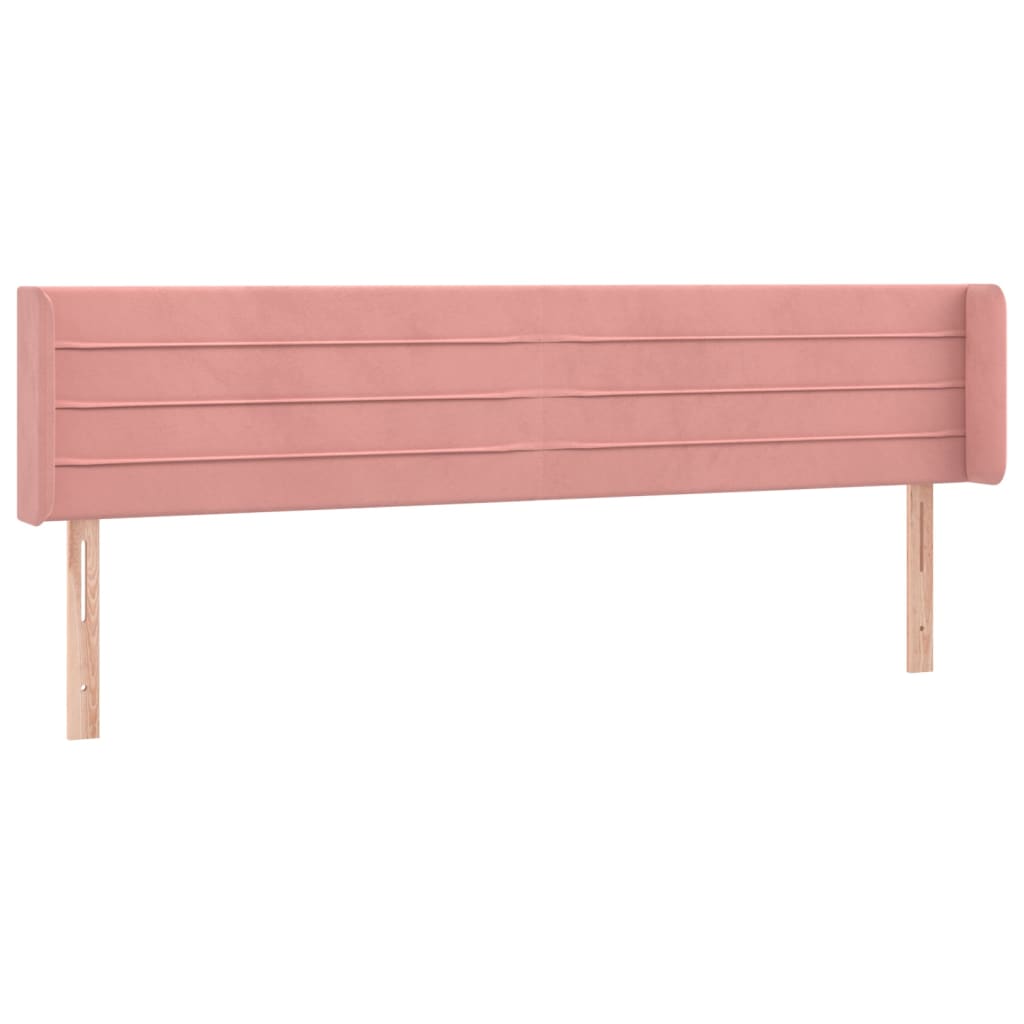 Sänggavel med kanter rosa 183x16x78/88 cm sammet