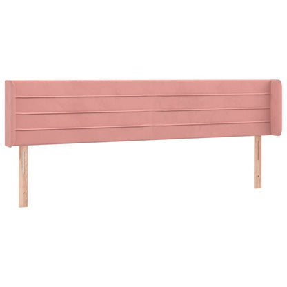 Sänggavel med kanter rosa 203x16x78/88 cm sammet