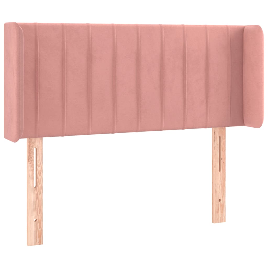 Sänggavel med kanter rosa 93x16x78/88 cm sammet