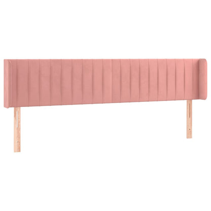 Sänggavel med kanter rosa 183x16x78/88 cm sammet