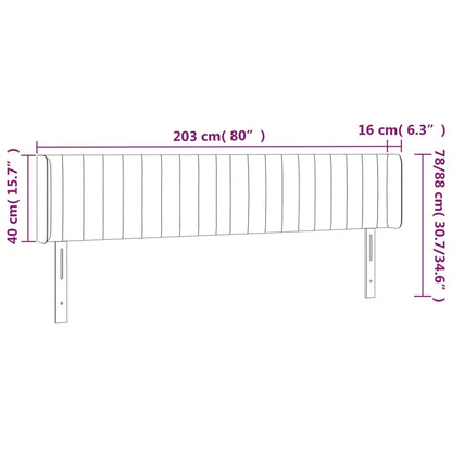 Sänggavel med kanter svart 203x16x78/88 cm sammet