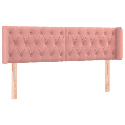 Sänggavel med kanter rosa 163x16x78/88 cm sammet