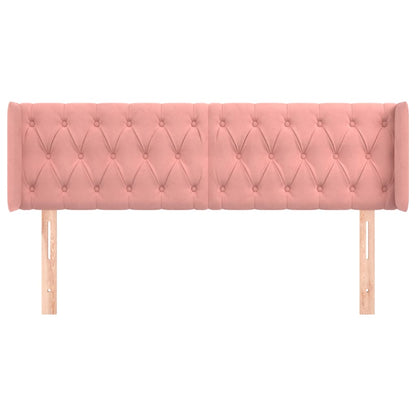 Sänggavel med kanter rosa 163x16x78/88 cm sammet