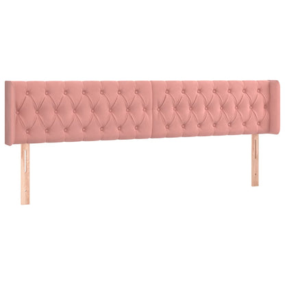 Sänggavel med kanter rosa 183x16x78/88 cm sammet