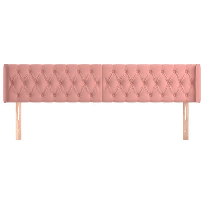 Sänggavel med kanter rosa 183x16x78/88 cm sammet