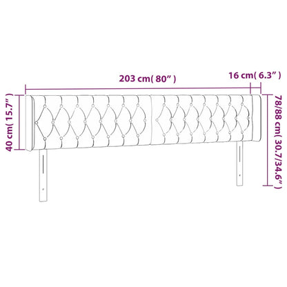 Sänggavel med kanter svart 203x16x78/88 cm sammet