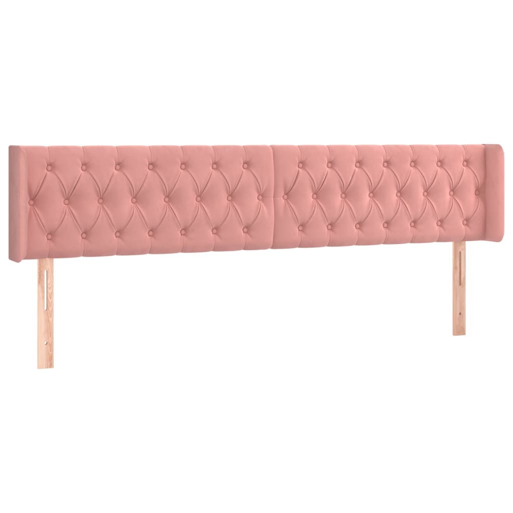 Sänggavel med kanter rosa 203x16x78/88 cm sammet