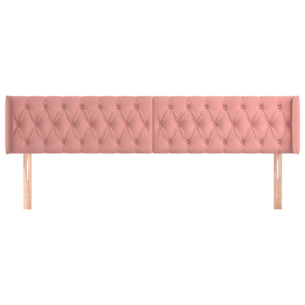 Sänggavel med kanter rosa 203x16x78/88 cm sammet