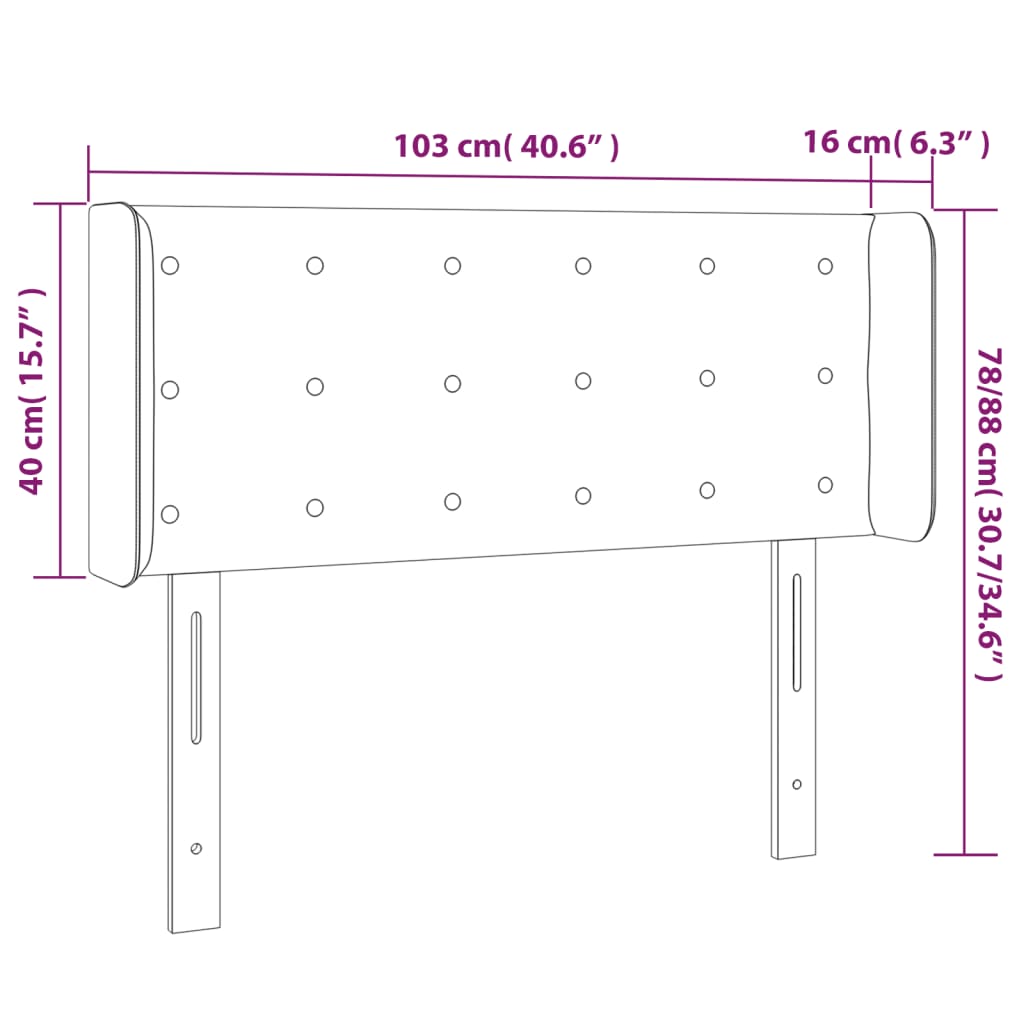 Sänggavel med kanter rosa 103x16x78/88 cm sammet