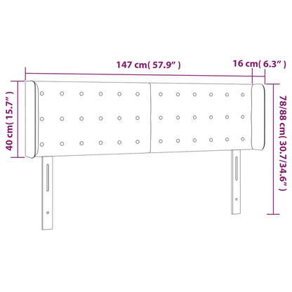 Sänggavel med kanter svart 147x16x78/88 cm sammet