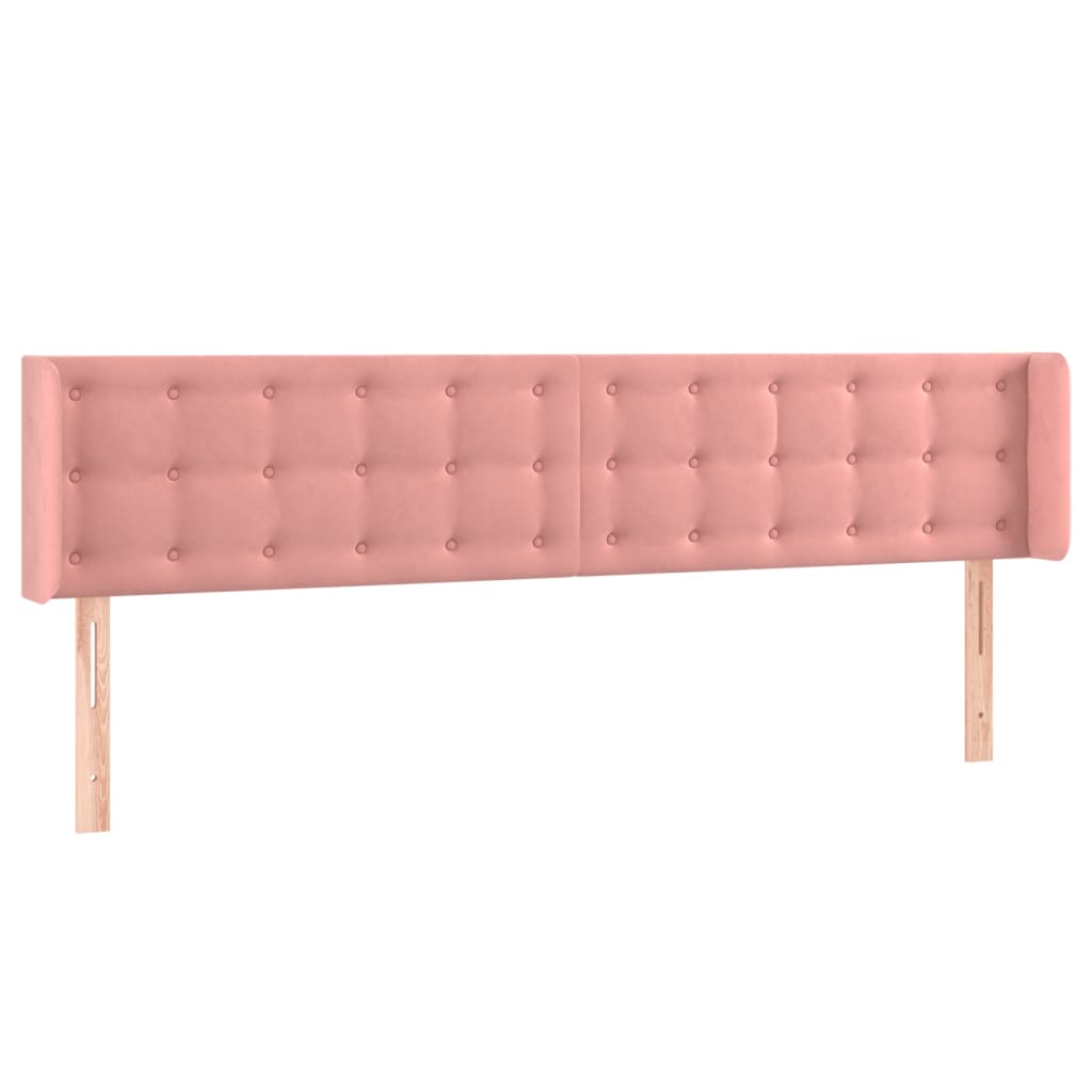 Sänggavel med kanter rosa 163x16x78/88 cm sammet