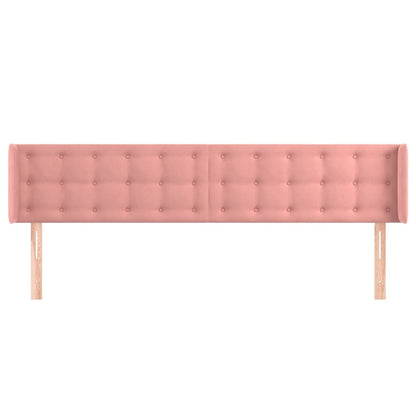 Sänggavel med kanter rosa 163x16x78/88 cm sammet