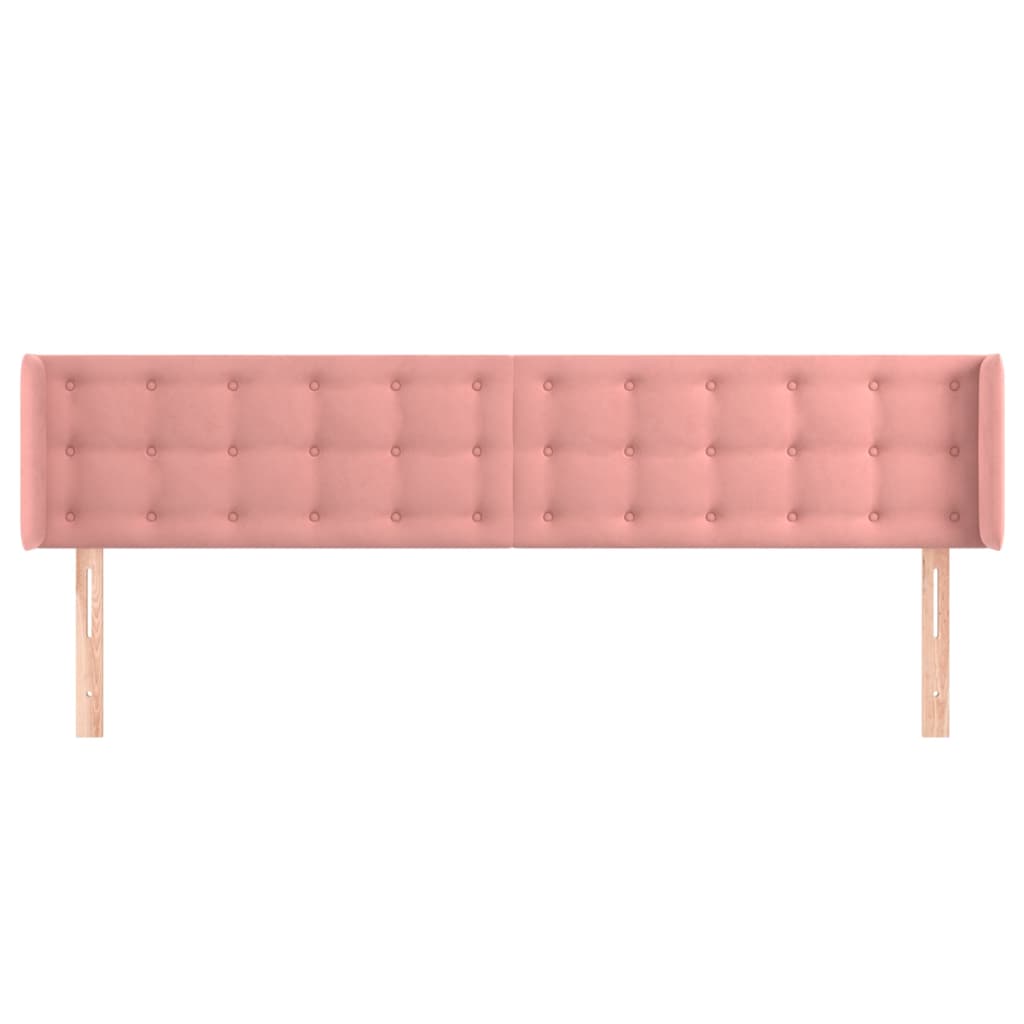 Sänggavel med kanter rosa 183x16x78/88 cm sammet