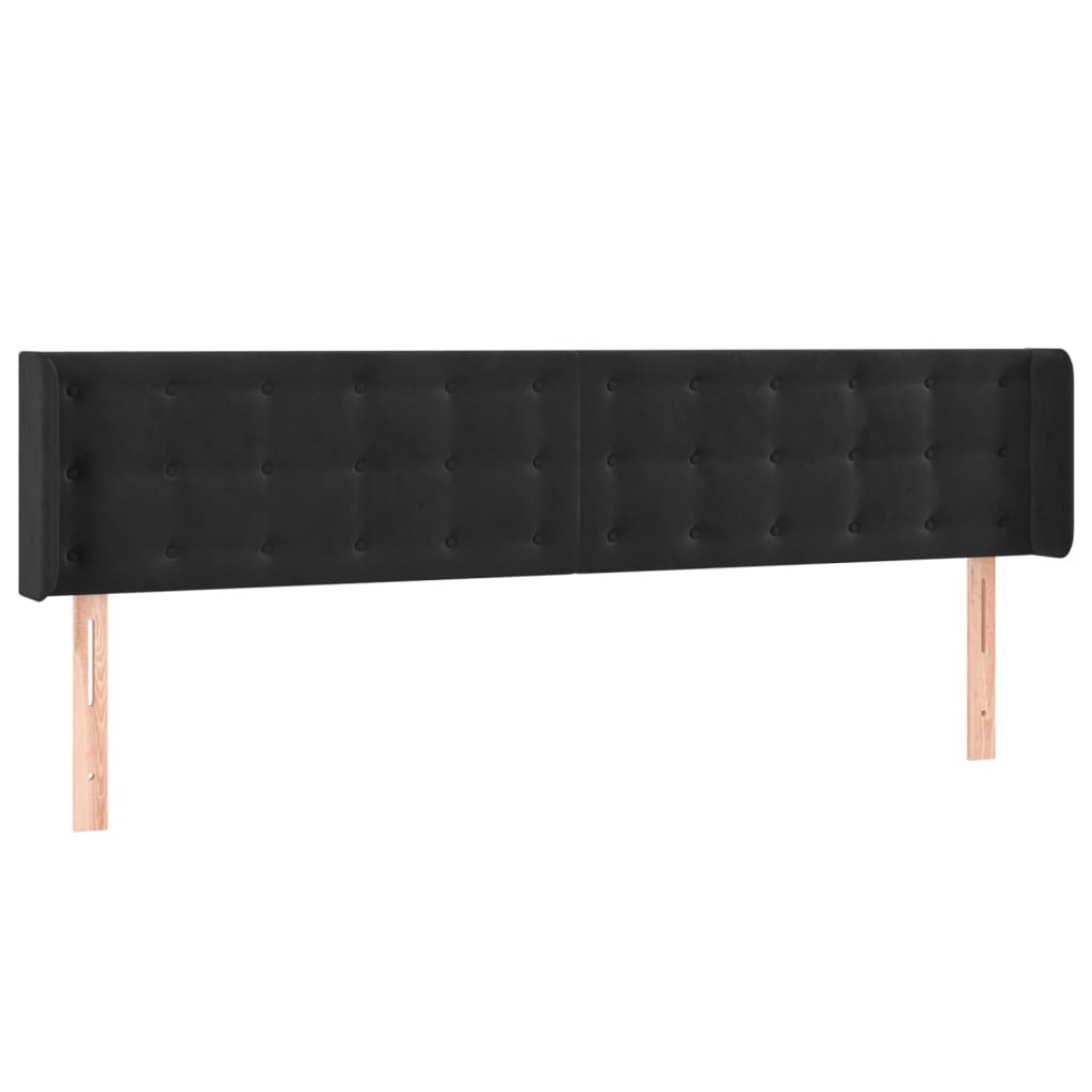 Sänggavel med kanter svart 203x16x78/88 cm sammet