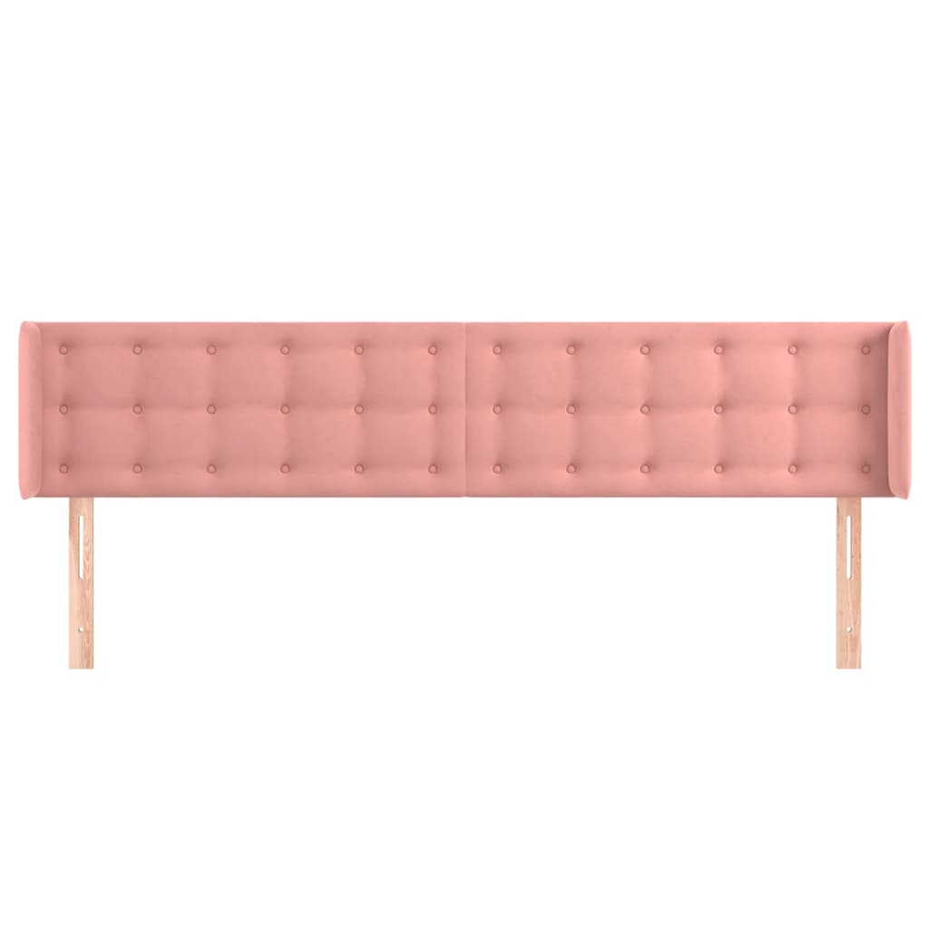 Sänggavel med kanter rosa 203x16x78/88 cm sammet