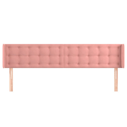 Sänggavel med kanter rosa 203x16x78/88 cm sammet