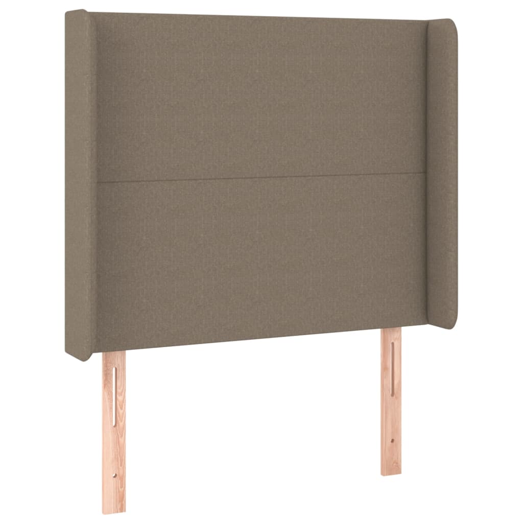 Sänggavel med kanter taupe 103x16x118/128 cm tyg