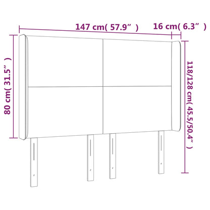 Sänggavel med kanter rosa 147x16x118/128 cm sammet