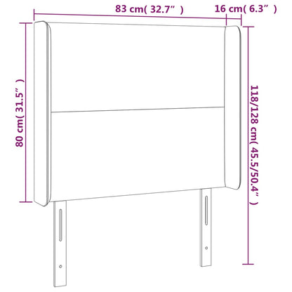 Sänggavel med kanter grå 83x16x118/128 cm konstläder