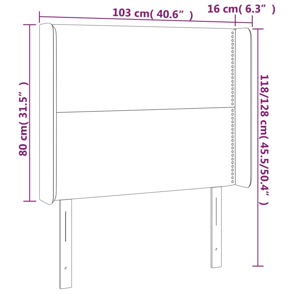 Sänggavel med kanter vit 103x16x118/128 cm konstläder