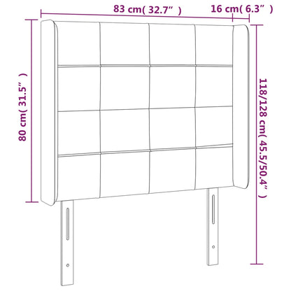 Sänggavel med kanter svart 83x16x118/128 cm tyg