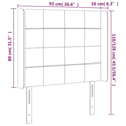 Sänggavel med kanter mörkbrun 93x16x118/128 cm tyg