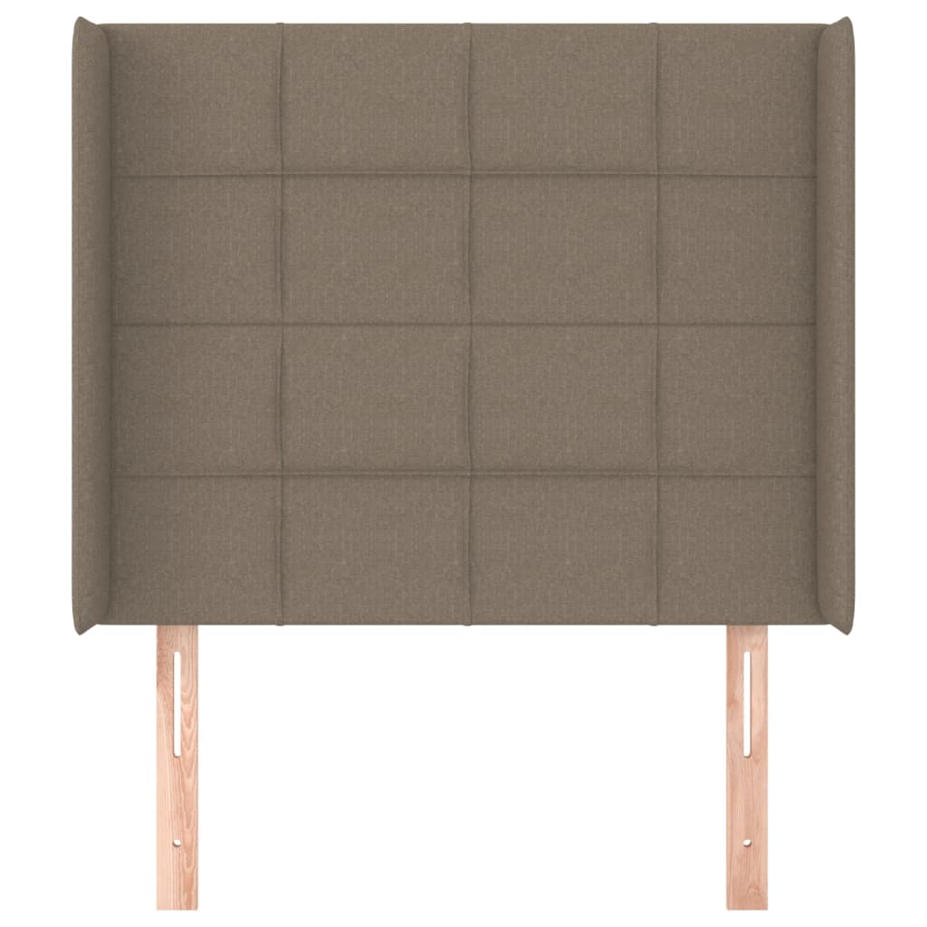 Sänggavel med kanter taupe 103x16x118/128 cm tyg