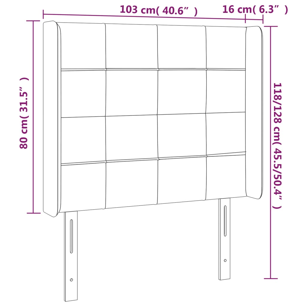 Sänggavel med kanter blå 103x16x118/128 cm tyg