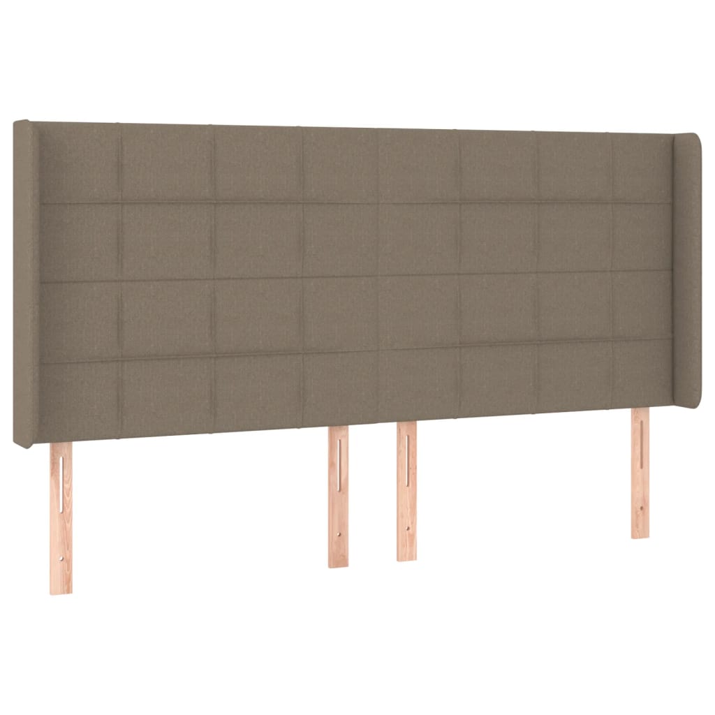 Sänggavel med kanter taupe 163x16x118/128 cm tyg