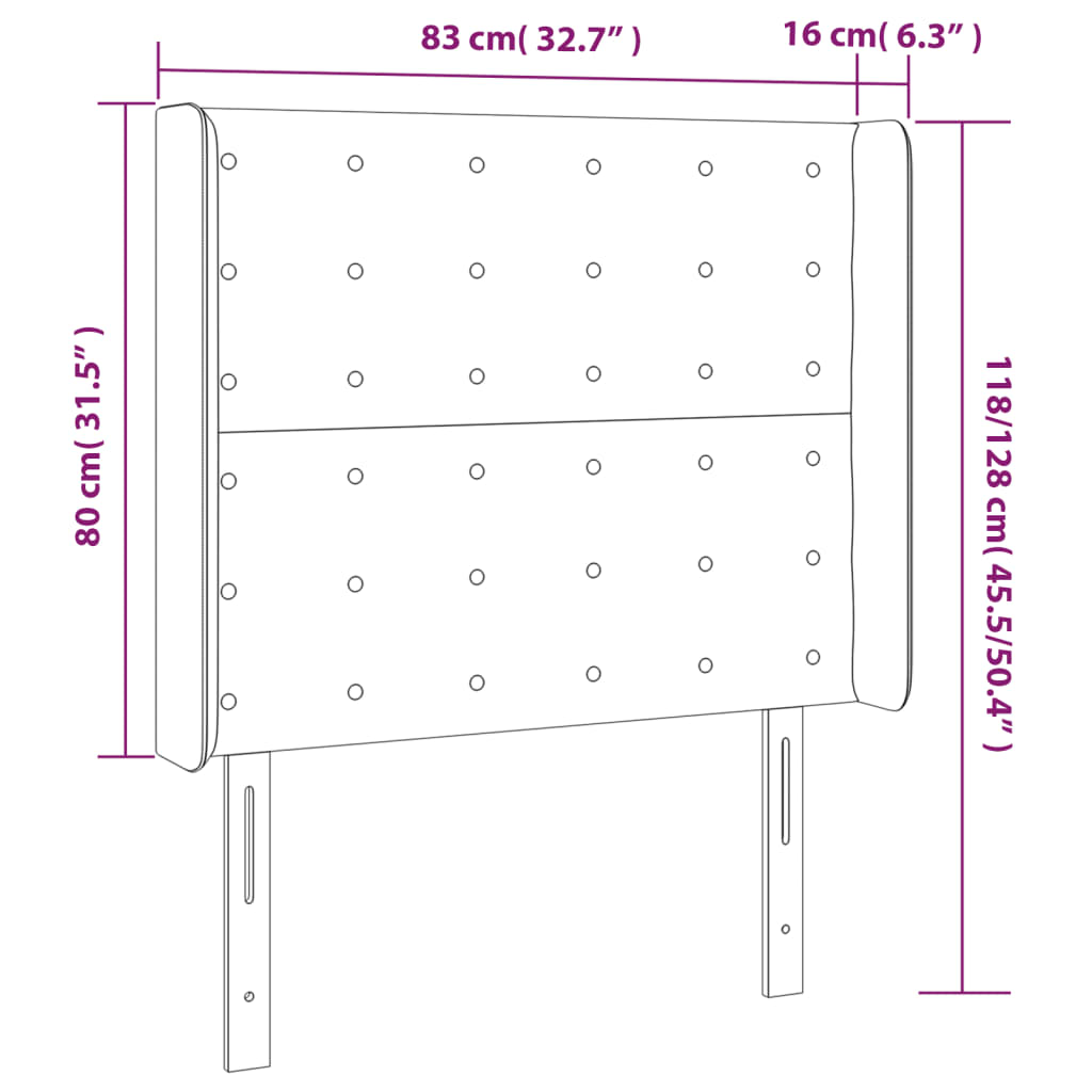 Sänggavel med kanter svart 83x16x118/128 cm konstläder