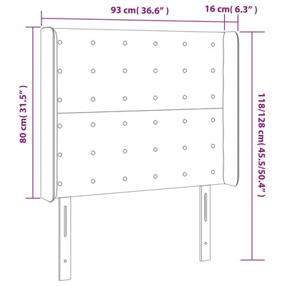 Sänggavel med kanter svart 93x16x118/128 cm konstläder