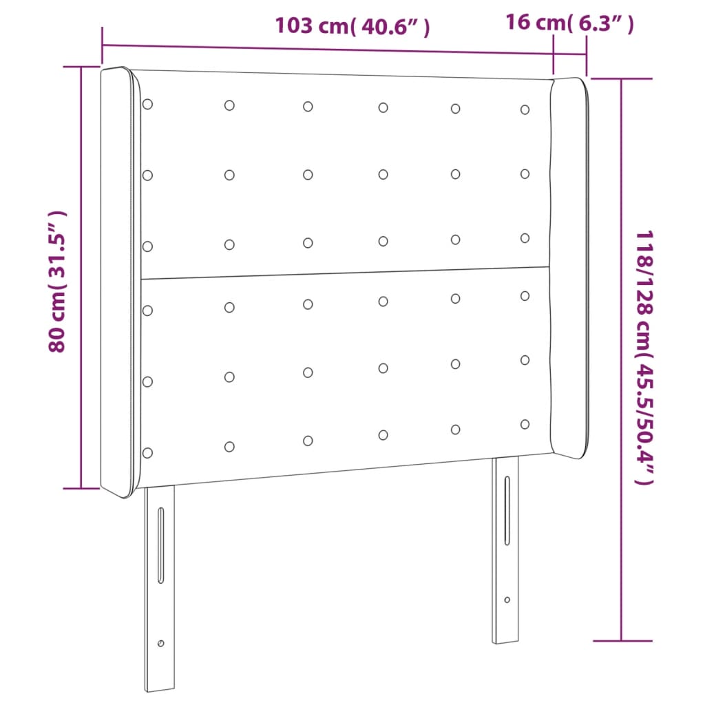 Sänggavel med kanter cappuccino 103x16x118/128 cm konstläder