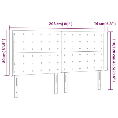 Sänggavel med kanter vit 203x16x118/128 cm konstläder