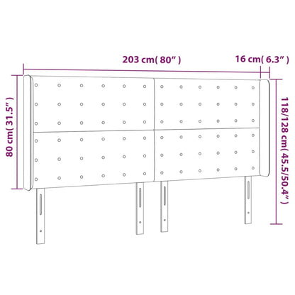 Sänggavel med kanter grå 203x16x118/128 cm konstläder