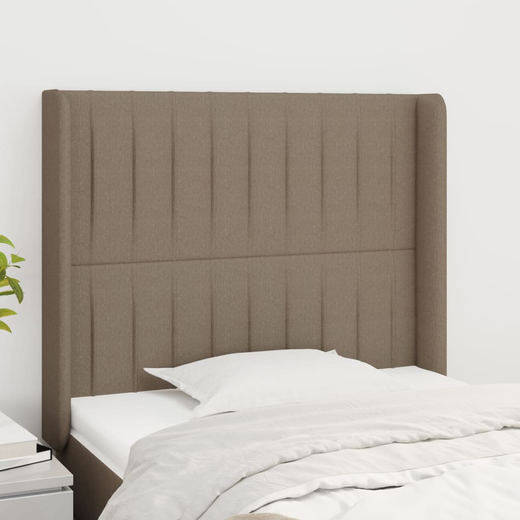 Sänggavel med kanter taupe 93x16x118/128 cm tyg