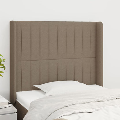 Sänggavel med kanter taupe 93x16x118/128 cm tyg