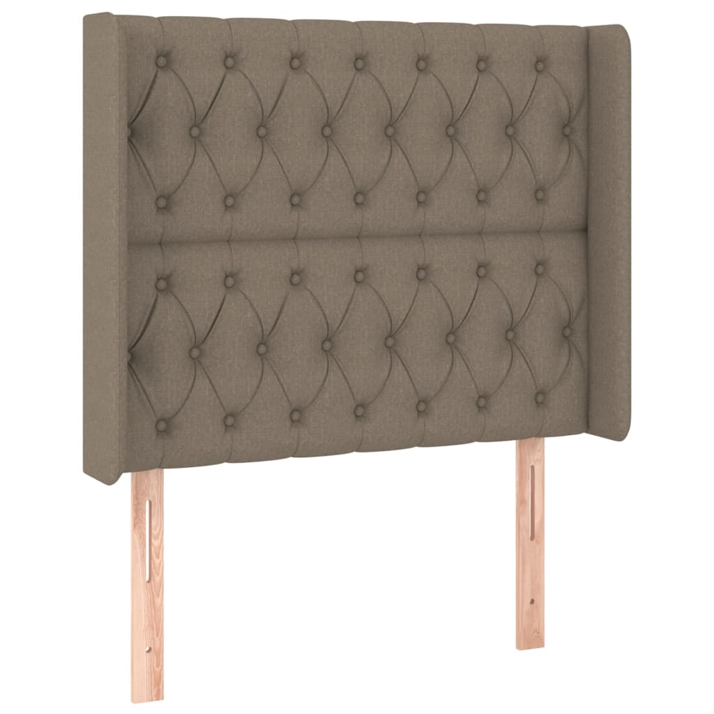 Sänggavel med kanter taupe 93x16x118/128 cm tyg