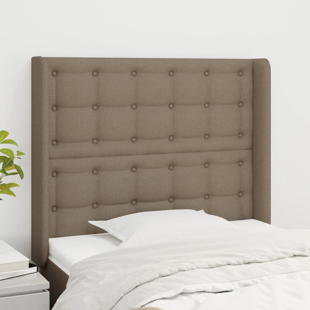 Sänggavel med kanter taupe 83x16x118/128 cm tyg